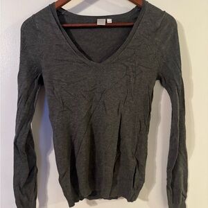 Twik Charcoal Long Sleeve V-Neck Top